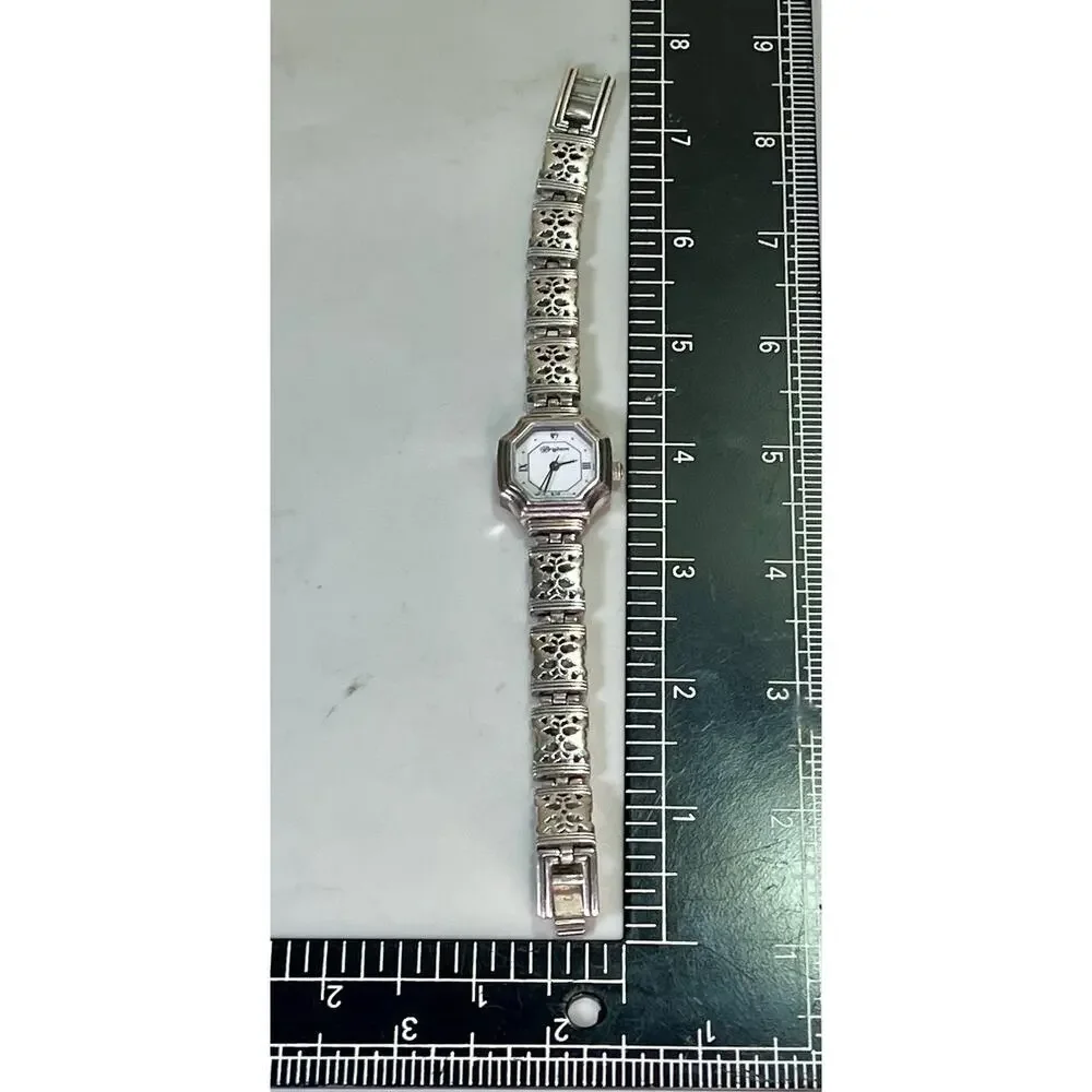 BRIGHTON Barcelona Women’s Quartz Watch Silver Tone Floral Bracelet